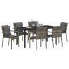 vidaXL Garten Essgruppe mit Kissen 7 pcs Grau Poly-Rattan