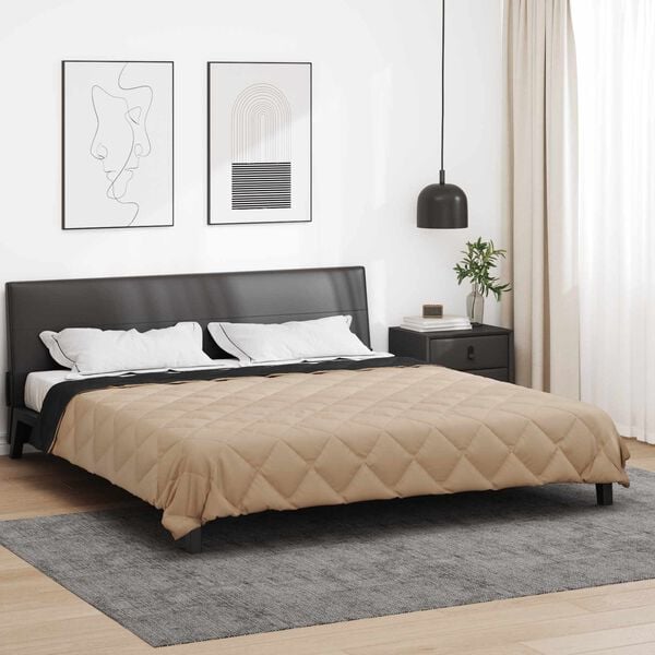 vidaXL Ganzjahresbettdecke Schwarz und Taupe 240 x 200 cm Mikrofaser