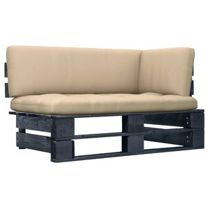 vidaXL Garten-Ecksofa aus Paletten Schwarz Impr&auml;gniertes Kiefernholz