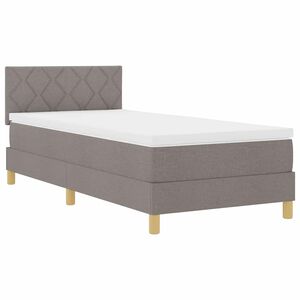vidaXL LED Boxspringbett mit Kopfteil Taupe 90 x 200 cm Stoff