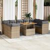 vidaXL 10-tlg. Garten-Sofagarnitur mit Kissen Beige Poly Rattan
