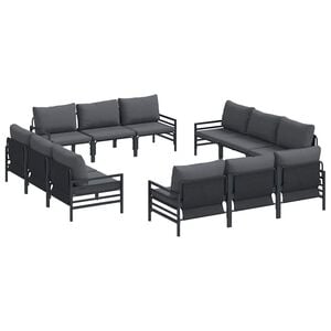 vidaXL Gartensofa-set 12 stk. Schwarz Stahl
