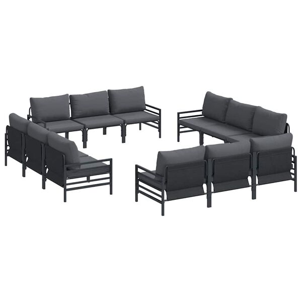 vidaXL Gartensofa-set mit Kissen 12 pcs Schwarz Stahl