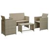 vidaXL 4-tlg. Garten-Lounge-Set mit Auflagen Beige Poly Rattan