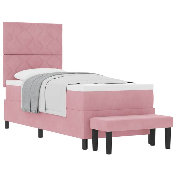 vidaXL Boxspringbett mit Matratze mit Kopfteil Rosa 80 x 200 cm Samt
