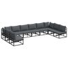 vidaXL Garten-Sofa-Set mit Kissen 10 pcs Schwarz Aluminium