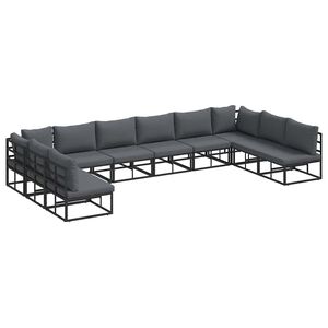 vidaXL Gartensofa-set mit Kissen 10 pcs Schwarz Aluminium