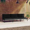 vidaXL Gartensofas 3 Stk. mit Kissen Halbrundes Poly Rattan