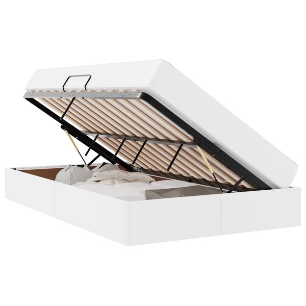 vidaXL Aufbewahrungsbett mit Matratze mit Matratze 2 pcs Wei&szlig; Leder