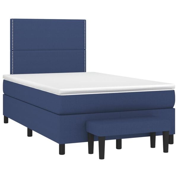 vidaXL Boxspringbett mit Matratze Blau 120x190 cm Stoff