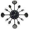 vidaXL Wanduhr mit L&ouml;ffel und Gabel Design Schwarz 40 cm Aluminium