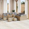 vidaXL Gartensofa-set mit Kissen 18 pcs Beige und Hellgrau Poly-Rattan