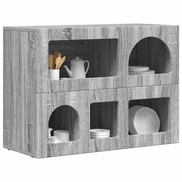 vidaXL Sideboard Graues Sonoma 80,5 x 35 x 59 cm Holzwerkstoff