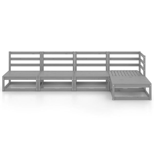 vidaXL 5-tlg. Garten-Lounge-Set Grau Massivholz Kiefer