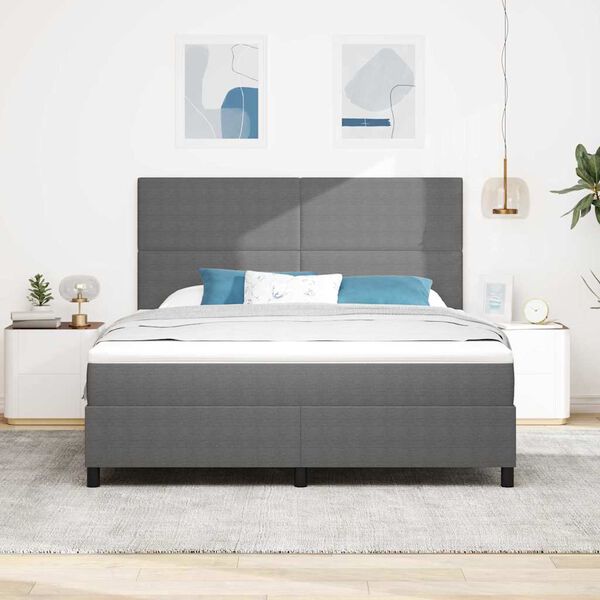 vidaXL LED Boxspringbett Hellgrau und Wei&szlig; 180 x 200 cm Cordstoff