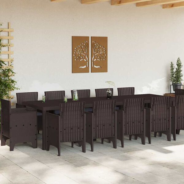vidaXL Garten Esszimmer Set mit Kissen 13 pcs Braun und Anthrazit