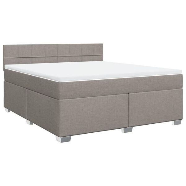 vidaXL Boxspringbett mit Matratze Taupe 180x200 cm Stoff
