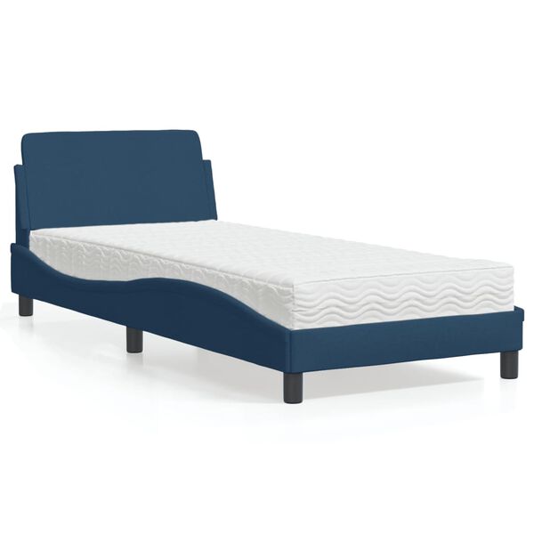 vidaXL Bett mit Matratze "Dover" Blau 90x190 cm Stoff