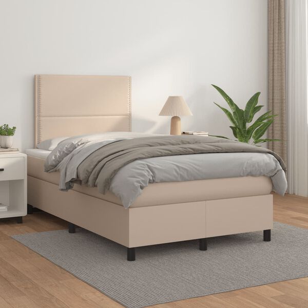 vidaXL Boxspringbett Matratze Cappuccino-Braun 120x190 cm Kunstleder