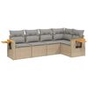 vidaXL 5-tlg. Garten-Sofagarnitur mit Kissen Beige Poly Rattan