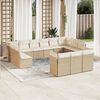 vidaXL 13-tlg. Garten-Sofagarnitur mit Kissen Beige Poly Rattan