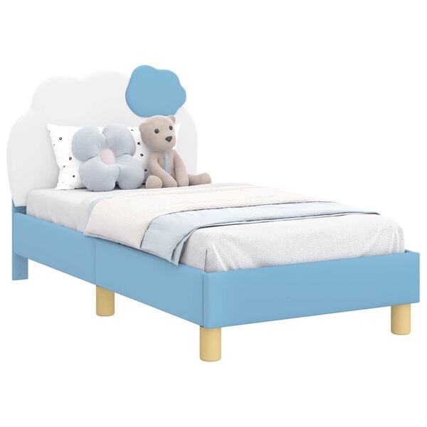 vidaXL Kinderbettgestell mit Kopfteil mit Kopfteil Blau 70 x 140 cm PU