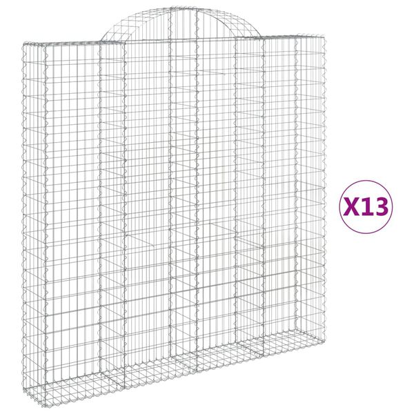 vidaXL Gabionen mit Hochbogen 13 Stk 200x30x200/220cm Verzinktes Eisen