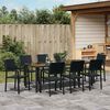 vidaXL Garten Essgruppe 9 pcs Schwarz Pulverbeschichteter Stahl