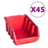 vidaXL 96-tlg. Behälter-Set für Kleinteile mit Wandplatten Rot Schwarz