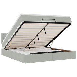 vidaXL Ottoman-Bett mit Matratze & LEDs Hellgrau 160x200 cm Samt