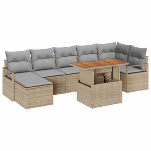 vidaXL Garten-Sofa-Set mit Speicher 8 pcs Beige Poly Rattan