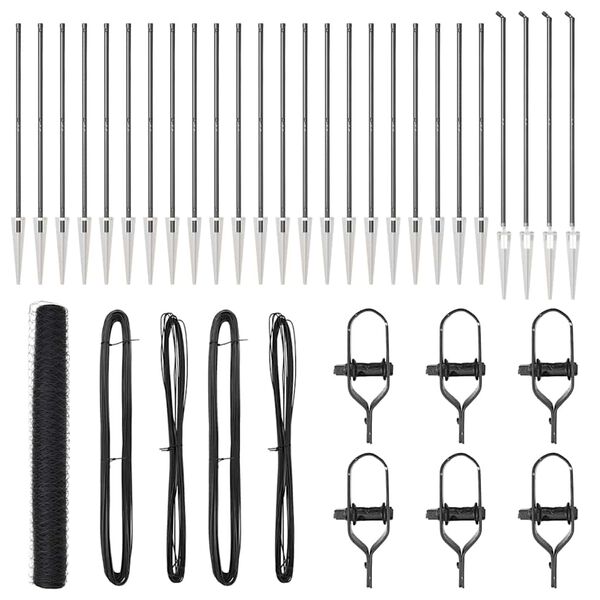 vidaXL Zaunpfosten Grau 50 x 1,4 m (36 mm Netz) Stahl und PVC