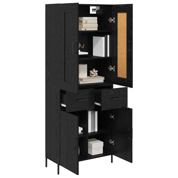 vidaXL Highboard 2 St&uuml;ck Schwarz Eichen-Optik Holzwerkstoff