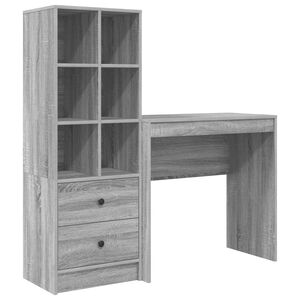vidaXL Schreibtisch mit Schubladen mit Regal 2 pcs Graues Sonoma