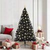 vidaXL K&uuml;nstlicher vorbeleuchteter Weihnachtsbaum Schwarz 180 cm PVC