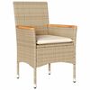 vidaXL 7-tlg. Garten-Essgruppe mit Kissen Beige Poly Rattan und Glas
