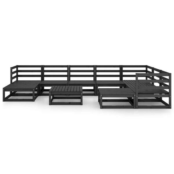 vidaXL 10-tlg. Garten-Lounge-Set Schwarz Massivholz Kiefer