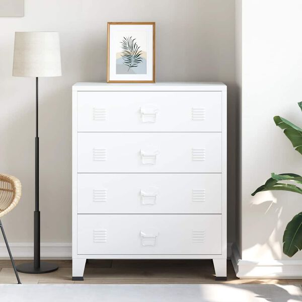 vidaXL Industrial Kommode mit Schubladen Weiß 78x40x93 cm Metall