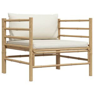 vidaXL Gartensofa mit Kissen Cremewei&szlig; Bambus