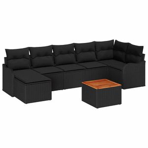 vidaXL Gartensofa-set mit Kissen 8 pcs Schwarz Poly-Rattan