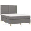 vidaXL Boxspringbett mit Matratze & LED Dunkelgrau 140x190 cm Stoff