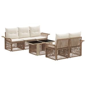 vidaXL Gartensofa-set 6 stk. Beige und Cremewei&szlig; Poly-Rattan