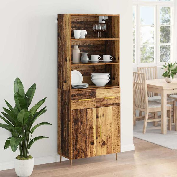 vidaXL Highboard Altholz 69,5 x 34 x 180 cm Holzwerkstoff