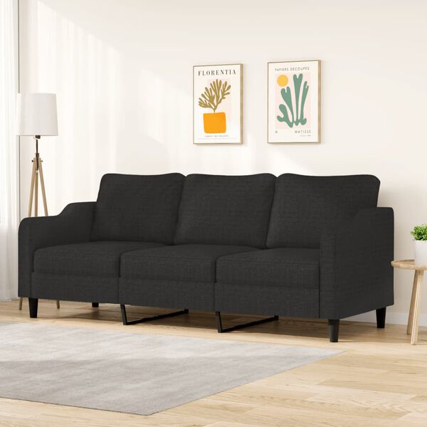 vidaXL 3-Sitzer-Sofa Schwarz 210 cm Stoff