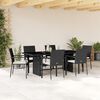 vidaXL 7-tlg. Garten-Essgruppe mit Kissen Schwarz Poly Rattan