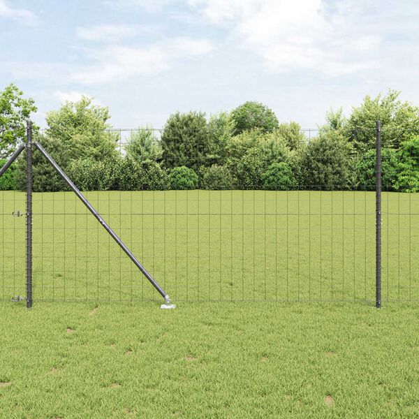 vidaXL Zaun mit Pfosten Grau 1,2 x 10 m Stahl und PVC