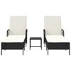 vidaXL Sonnenliege mit Kissen 2-Person 2 pcs Schwarz Poly-Rattan