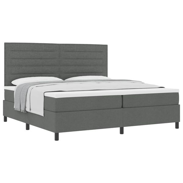 vidaXL Boxspringbett mit Matratze Dunkelgrau 200 x 200 cm Stoff