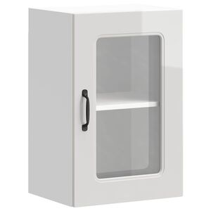 vidaXL K&uuml;chen-H&auml;ngeschrank mit Glast&uuml;r Kalmar Hochglanz-Wei&szlig; Holzwerkstoff