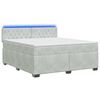 vidaXL Boxspringbett mit Matratze und LED Hellgrau 160 x 200 cm Samt
